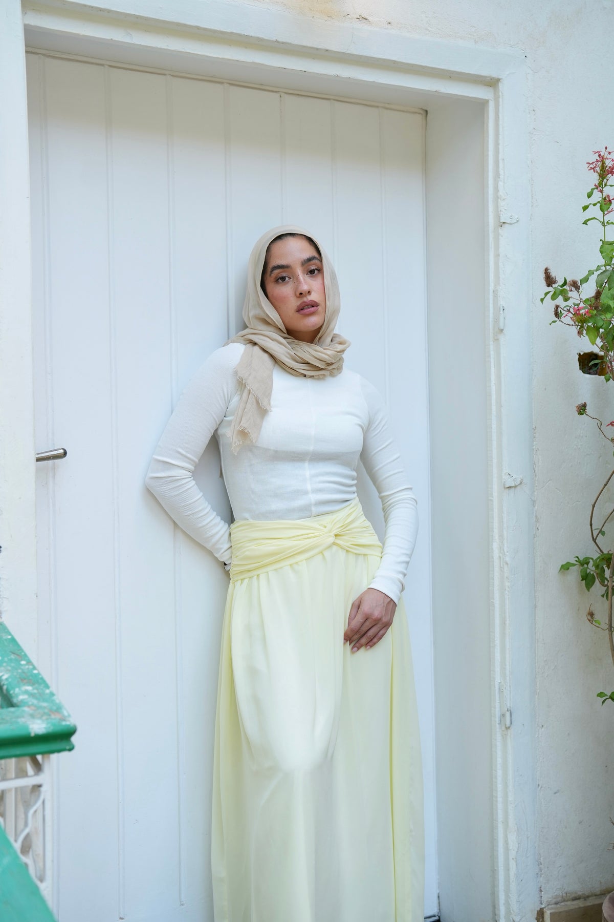 Ruby Twisted Skirt in Butter yellow