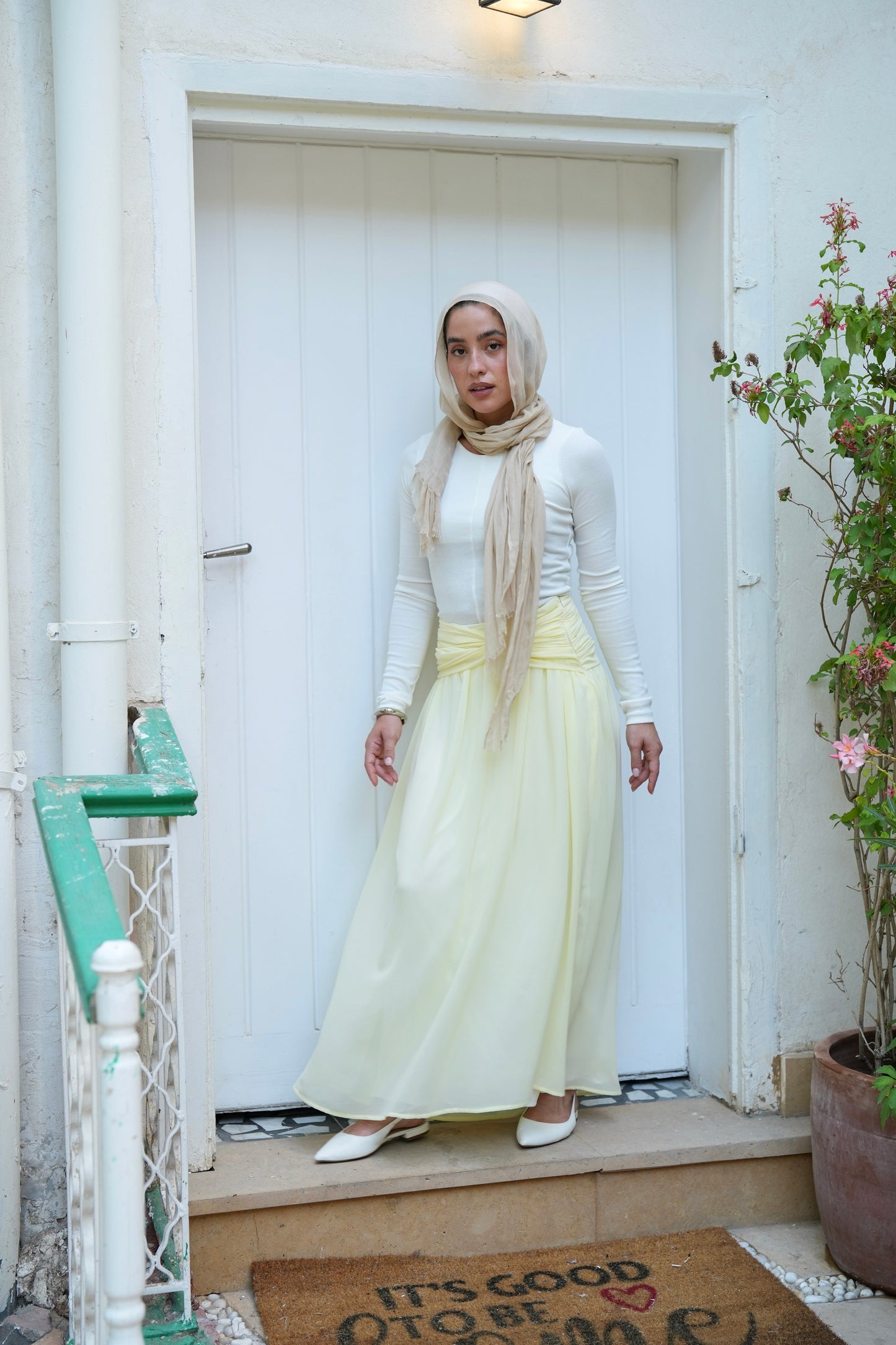 Ruby Twisted Skirt in Butter yellow