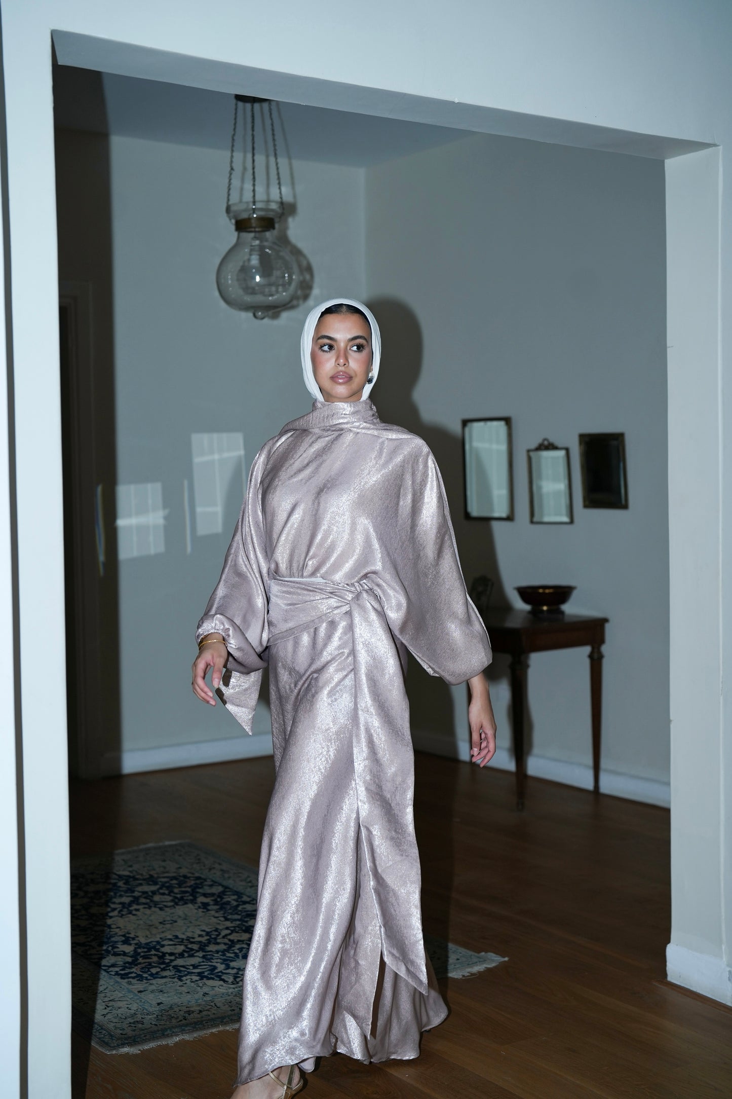 Naya Shimmer Wrap Set in Rose