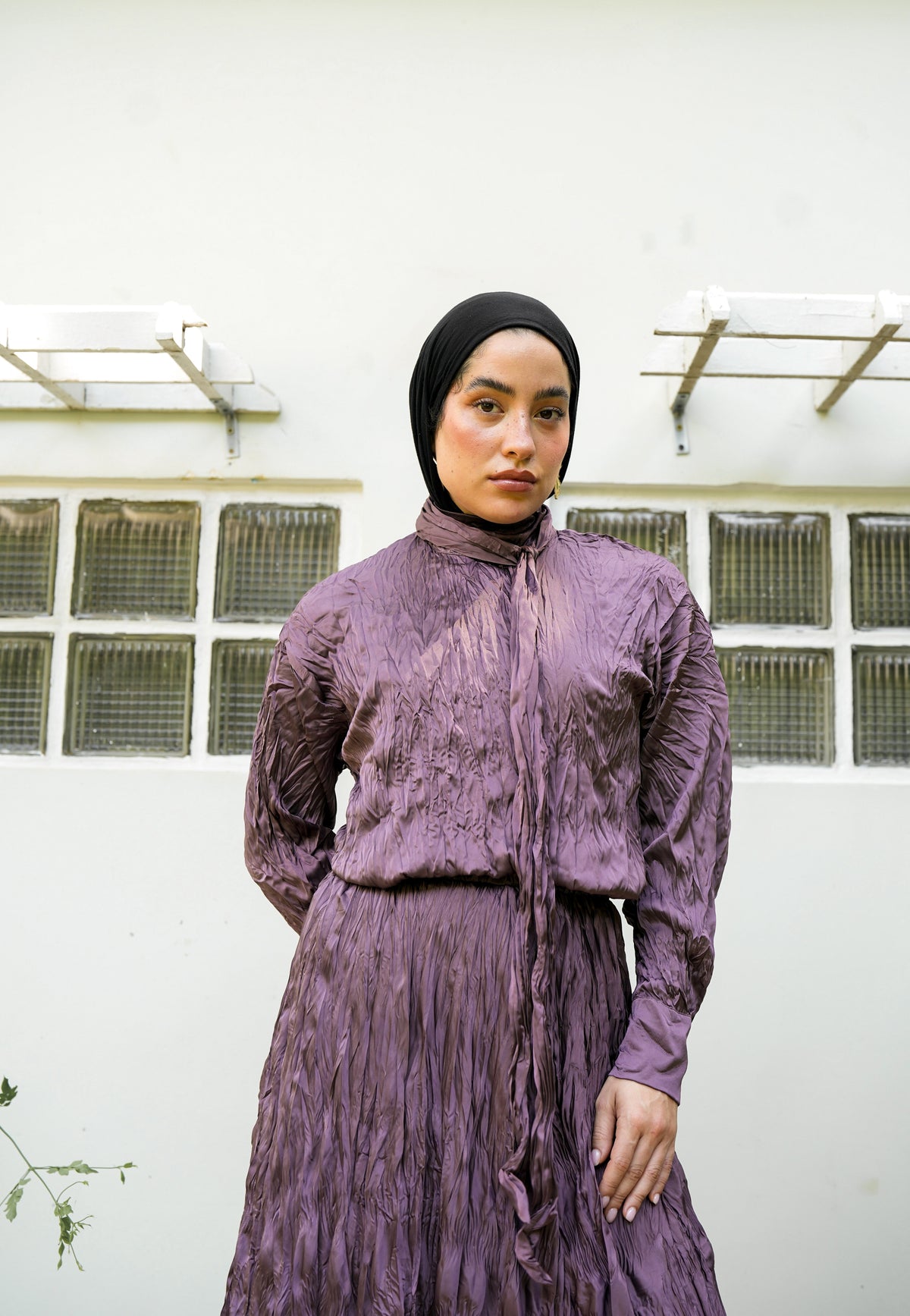 Anne Crushed skirt in Mauve wine