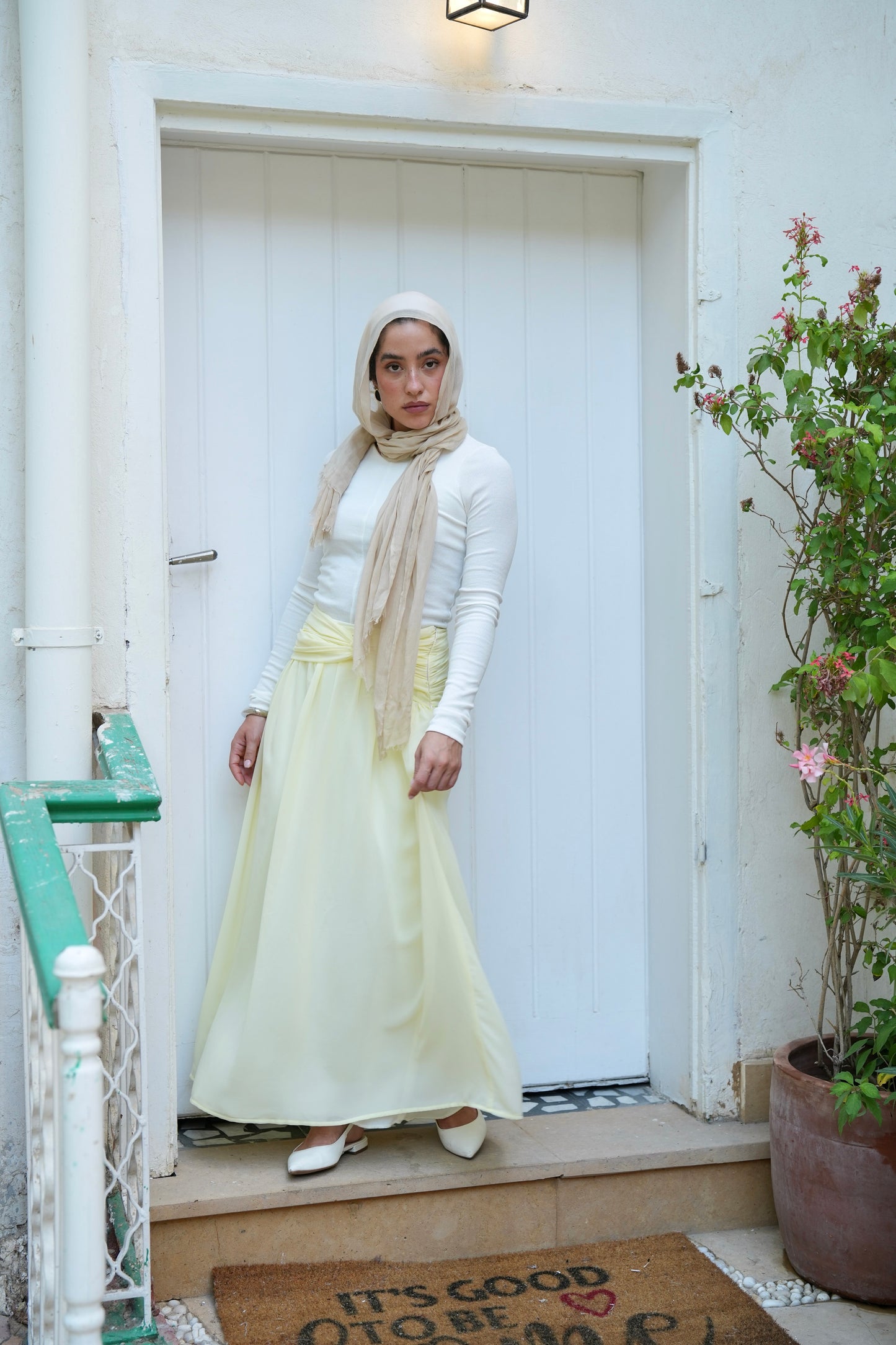 Ruby Twisted Skirt in Butter yellow