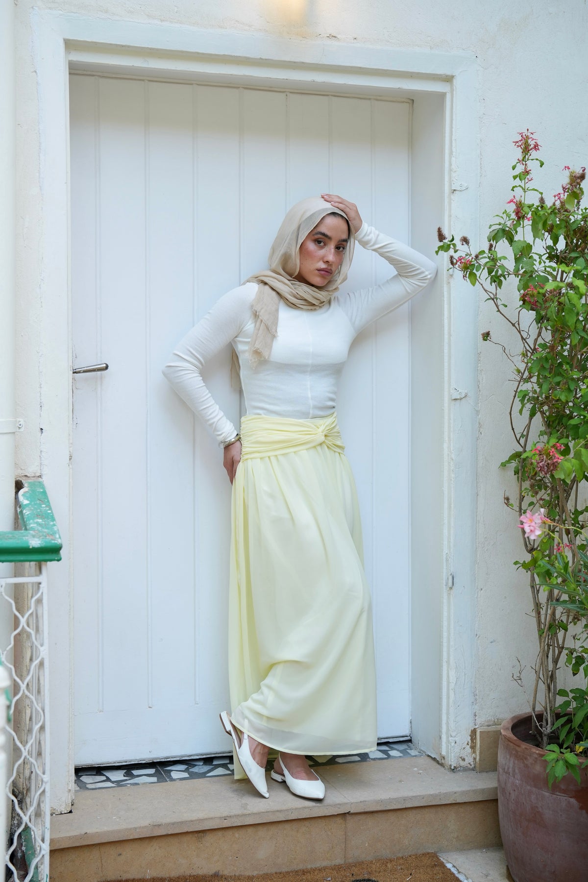 Ruby Twisted Skirt in Butter yellow