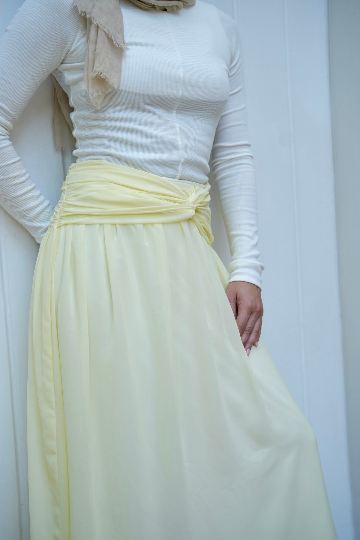 Ruby Twisted Skirt in Butter yellow