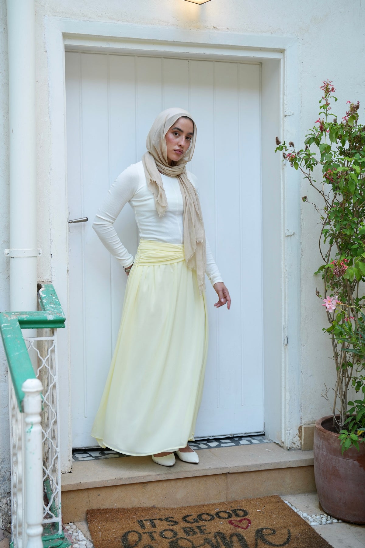 Ruby Twisted Skirt in Butter yellow