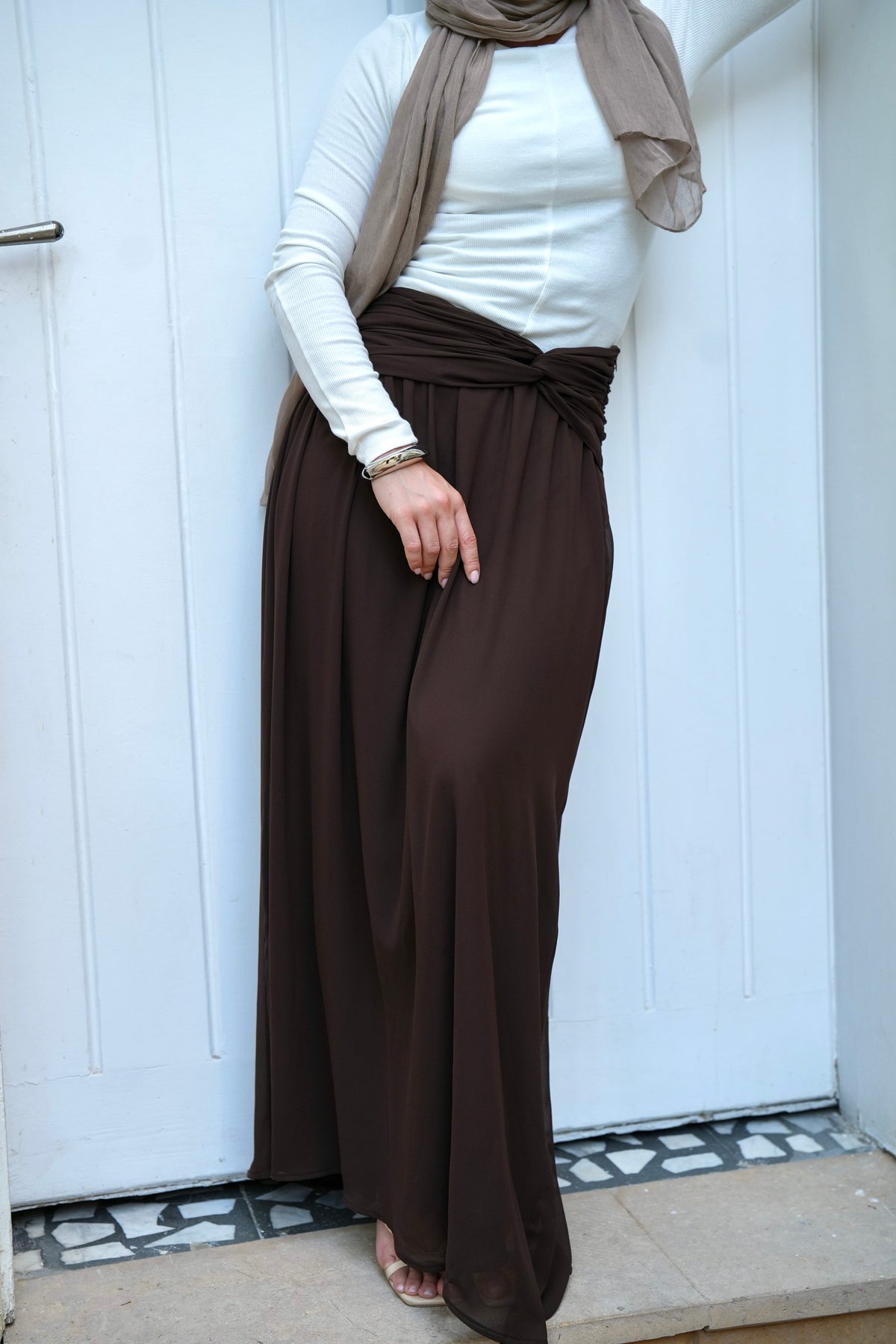 Ruby Twisted Skirt in Brown